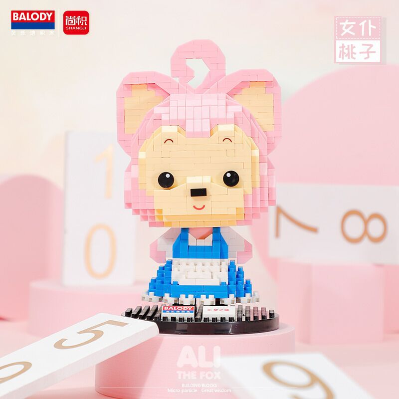 微顆粒積木拼裝玩具阿狸桌面創意擺件益智玩具生日禮物 Micro particle building block assembly toy desktop creative ornament coconut lemon peach girl gift children's puzzle toy birthday gift