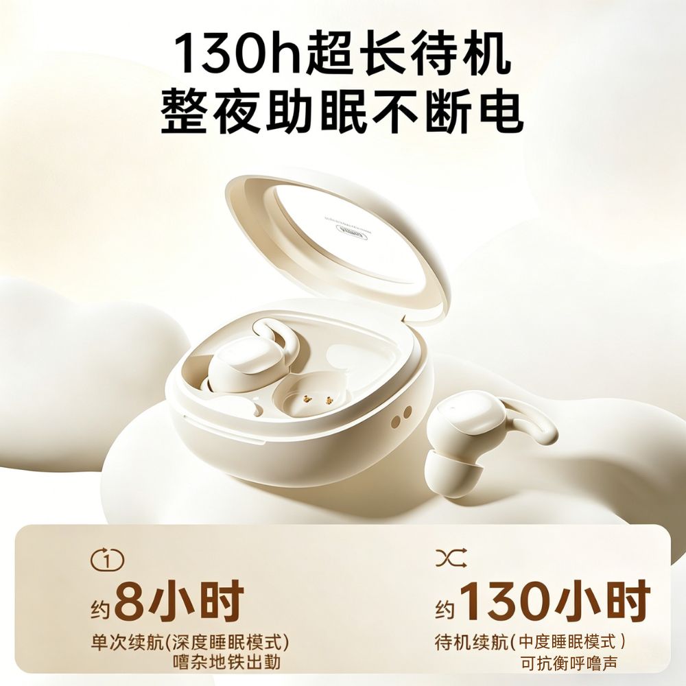 睿量(REMAX)2026新款睡眠藍牙耳機耳塞防噪音睡覺睡眠專用主動降噪無線入耳式無痛側睡不壓耳助眠asmr隔音 REMAX 2026 New Sleep Bluetooth Earbuds Anti noise Sleep Dedicated Active Noise Reduction Wireless In ear Pain free Side Sleep No pressure Ear Sleep Assistive ASMR Soundproofing