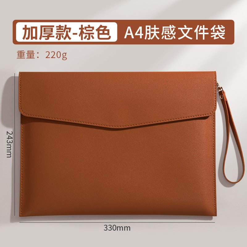 便攜磁扣票據夾加印logo加厚A4檔案公文袋財務合同票據收納包 Portable magnetic clasp document folder with logo printing, thickened A4 file bag for financial contracts and receipts