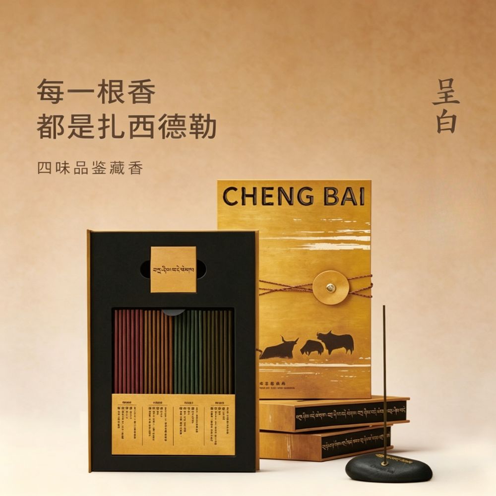 呈白紮西德勒非遺藏香線香薰禮盒高端熏香氛伴手禮品 CHENG BAI Tashi Delek Intangible Cultural Heritage Tibetan Stick Incense Luxury Aromatherapy Gift Set