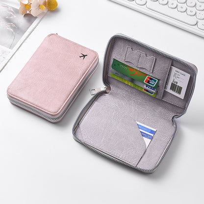 拉鏈證件護照包大容量機票收納卡包可印LOGO時尚旅行護照夾 Zippered passport bag with large capacity for tickets and cards, customizable with logo, stylish travel passport holder