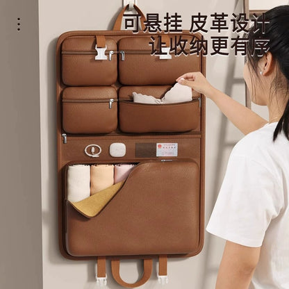 PU皮質六合一旅行收納袋懸掛式出差內衣褲分裝神器衣服旅行包 PU Leather 6-in-1 Hanging Travel Storage Bag for Packing Underwear and Clothes