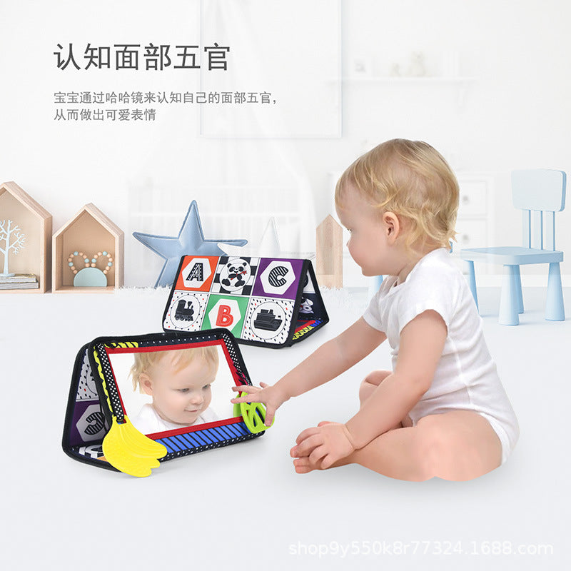 寶寶哈哈鏡早教布書啟蒙認知牙膠響紙可折疊布書玩具0-2歲 Baby Fun Mirror Early Education Cloth Book, Enlightenment Cognitive Teether Crinkle Paper Foldable Cloth Book Toy for 0-2 Years Old