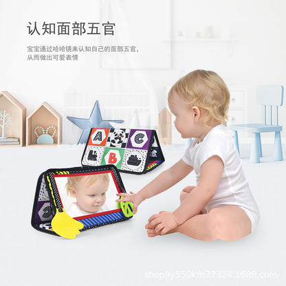 寶寶哈哈鏡早教布書啟蒙認知牙膠響紙可折疊布書玩具0-2歲 Baby Fun Mirror Early Education Cloth Book, Enlightenment Cognitive Teether Crinkle Paper Foldable Cloth Book Toy for 0-2 Years Old
