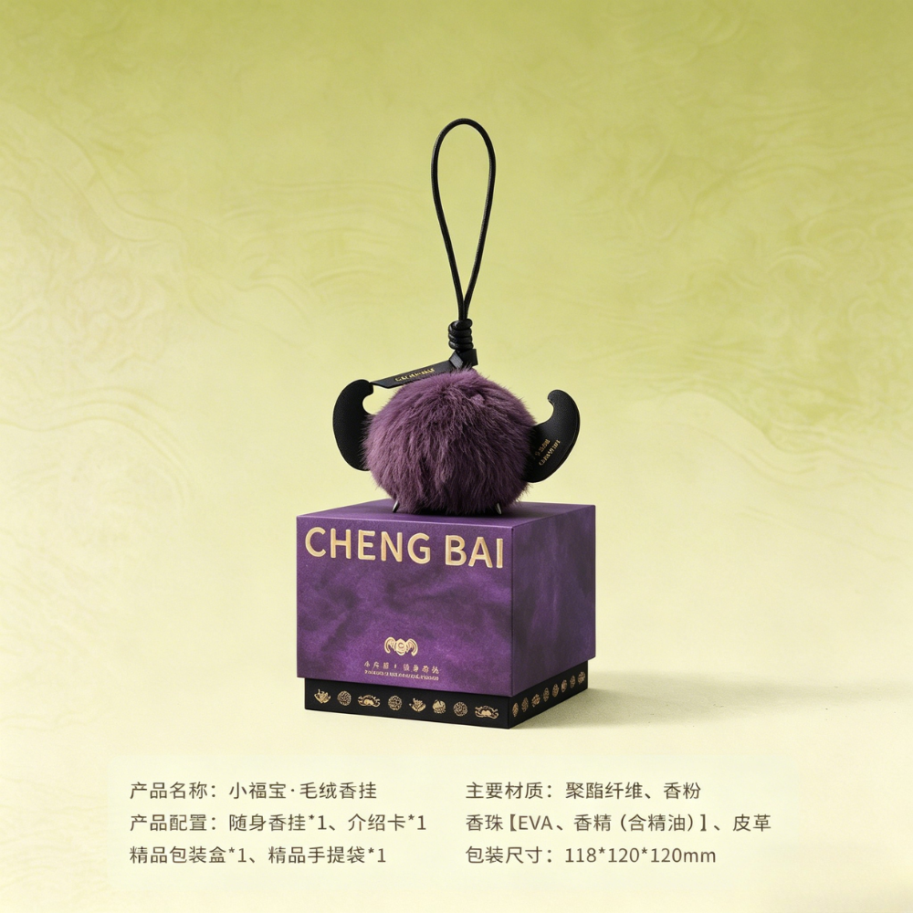 呈白小福寶毛絨香氛玩偶車載香薰香掛包包掛飾 CHENG BAI Xiaofubao Plush Fragrance Doll Car Fragrance Hanging Bag Decoration
