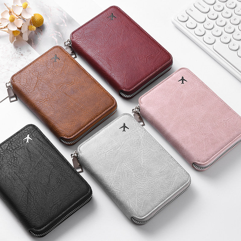 拉鏈證件護照包大容量機票收納卡包可印LOGO時尚旅行護照夾 Zippered passport bag with large capacity for tickets and cards, customizable with logo, stylish travel passport holder