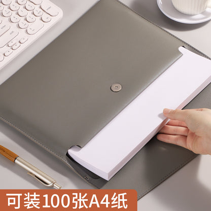 便攜磁扣票據夾加印logo加厚A4檔案公文袋財務合同票據收納包 Portable magnetic clasp document folder with logo printing, thickened A4 file bag for financial contracts and receipts