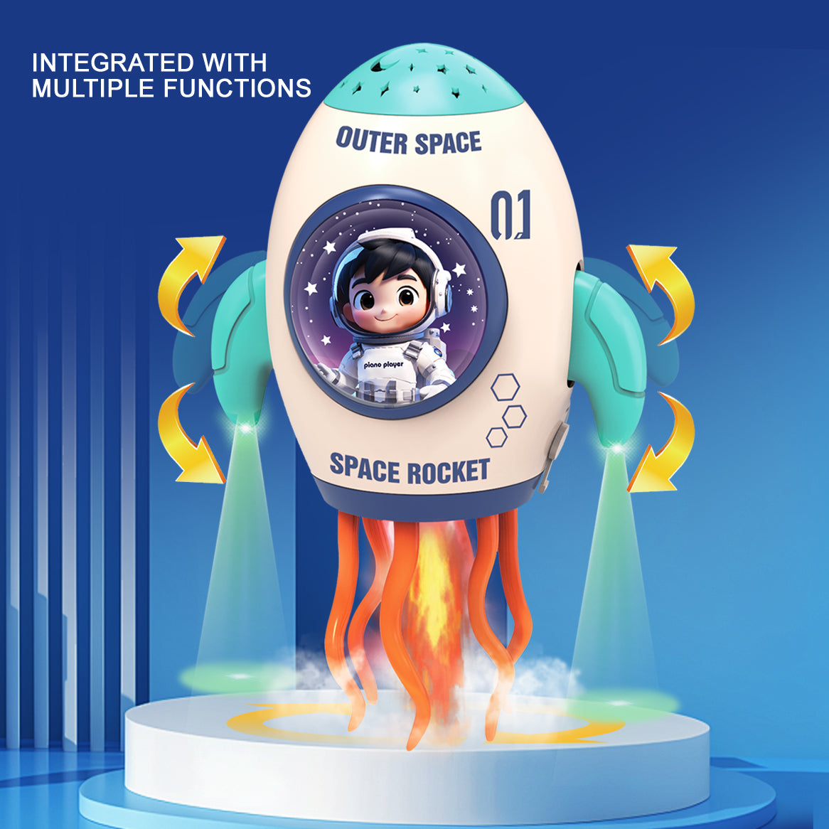電動魔性跳舞火箭自動感應避障章魚兒童燈光玩具 Electric Funny Dancing Rocket, Auto Induction Obstacle Avoidance Octopus Kids Light Toy