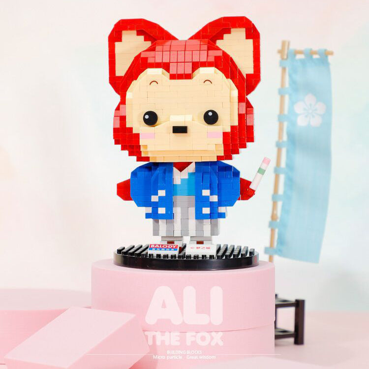 微顆粒積木拼裝玩具阿狸桌面創意擺件益智玩具生日禮物 Micro particle building block assembly toy desktop creative ornament coconut lemon peach girl gift children's puzzle toy birthday gift