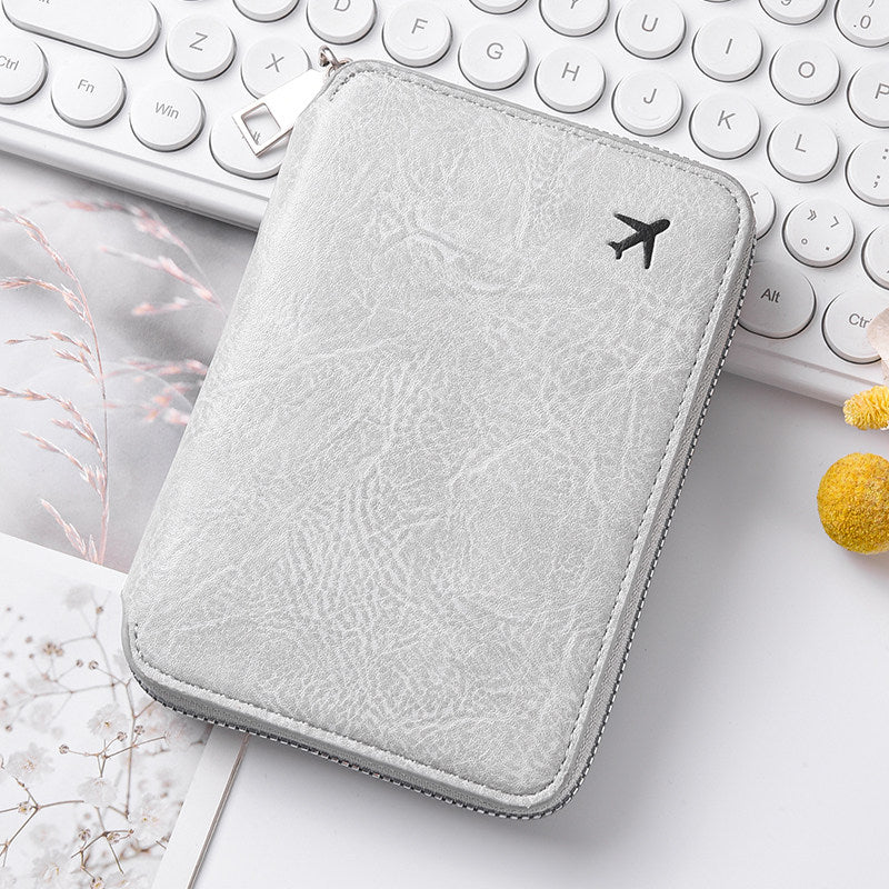 拉鏈證件護照包大容量機票收納卡包可印LOGO時尚旅行護照夾 Zippered passport bag with large capacity for tickets and cards, customizable with logo, stylish travel passport holder