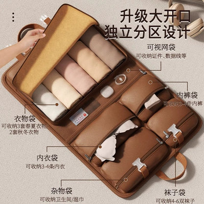 PU皮質六合一旅行收納袋懸掛式出差內衣褲分裝神器衣服旅行包 PU Leather 6-in-1 Hanging Travel Storage Bag for Packing Underwear and Clothes