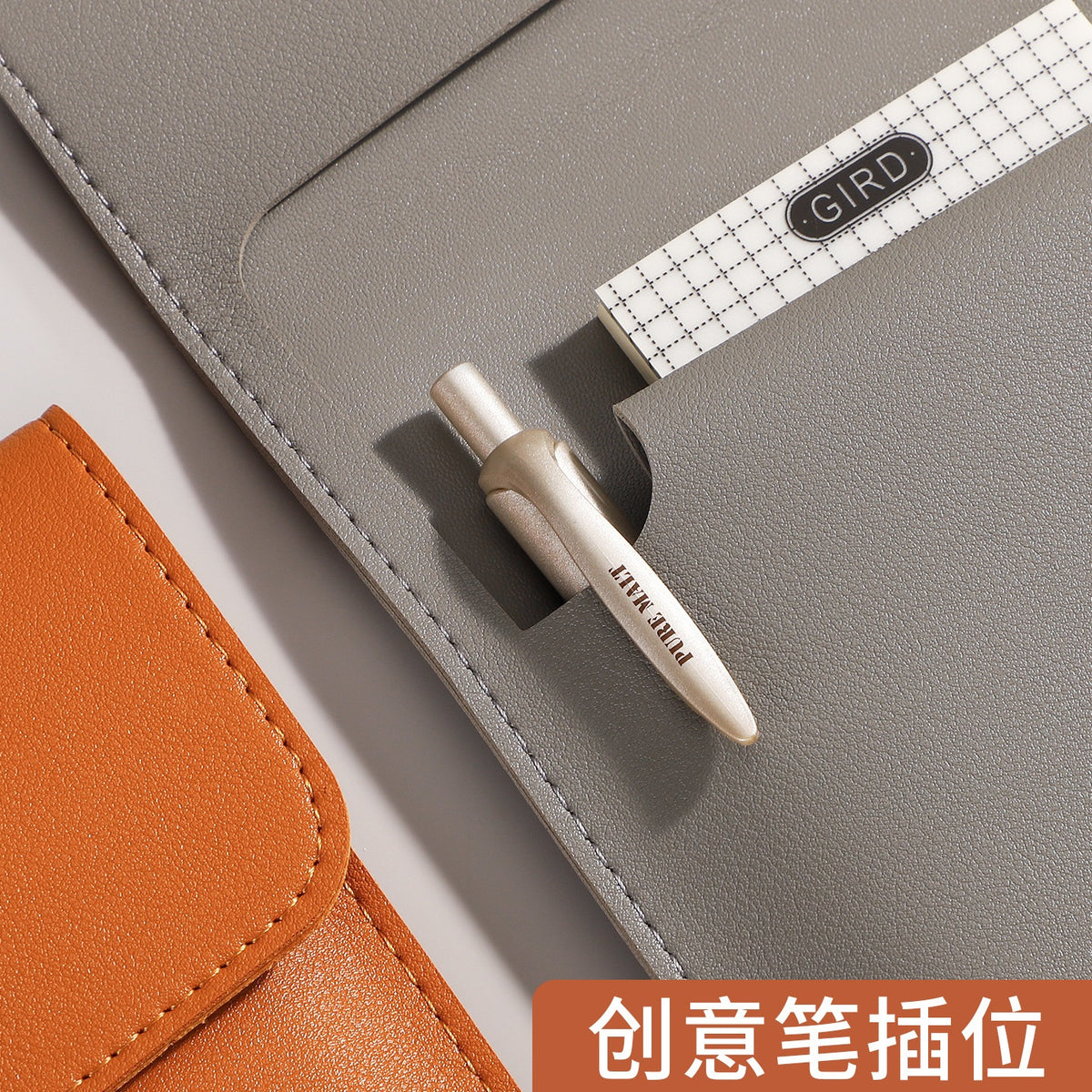 便攜磁扣票據夾加印logo加厚A4檔案公文袋財務合同票據收納包 Portable magnetic clasp document folder with logo printing, thickened A4 file bag for financial contracts and receipts