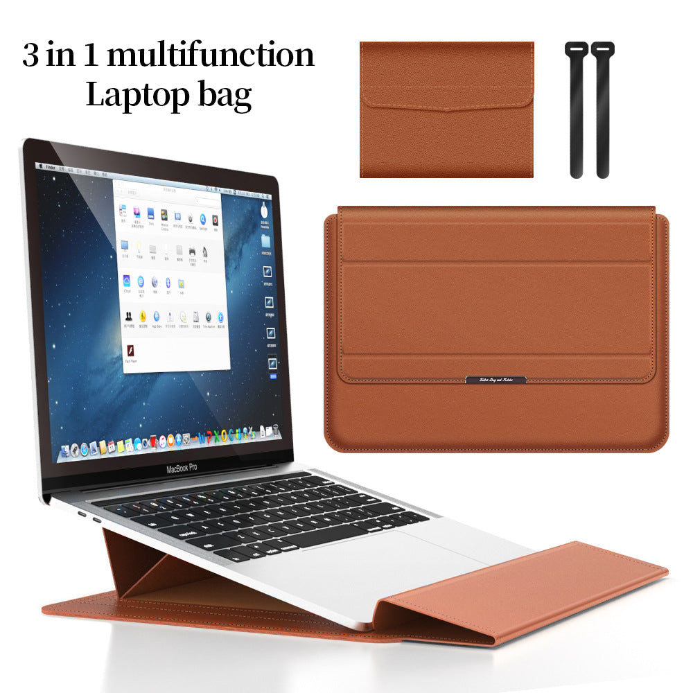 適用華為蘋果筆記本內膽包15.6寸MacBookAir電腦包13-14寸支架保護套 13-14/15.6 Inch Laptop Sleeve with Stand for MacBook Air & Huawei Laptops
