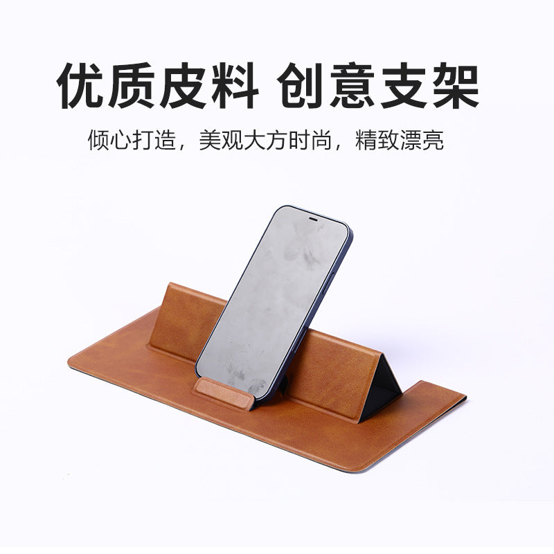 皮革桌面折疊商務支架適用於手機平板筆記本電腦支撐 Leather Foldable Desktop Business Stand, Compatible with Phones, Tablets and Laptops