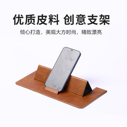 皮革桌面折疊商務支架適用於手機平板筆記本電腦支撐 Leather Foldable Desktop Business Stand, Compatible with Phones, Tablets and Laptops