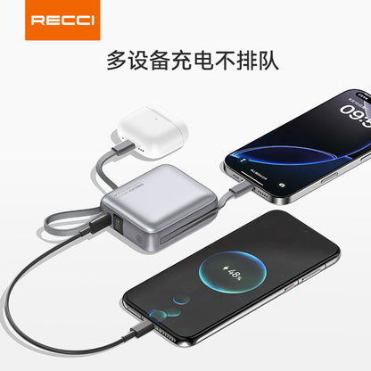 銳思【3C認證】【可上飛機】RPB-P62移動電源大容量一萬自帶線充電寶適用於蘋果15/16華為安卓10000 mAh