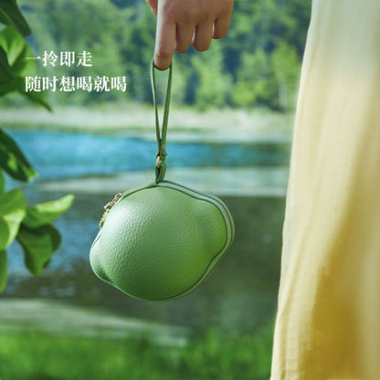 仿真檸檬陶瓷旅行茶具 黃綠兩款一壺兩杯 戶外露營清新水果隨身泡茶套裝 Lemon Textured Fresh Travel Tea Set for Two People, Camping Fruit Style Portable Tea Kit