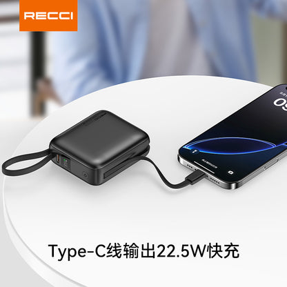 銳思【3C認證】【可上飛機】RPB-P62移動電源大容量一萬自帶線充電寶適用於蘋果15/16華為安卓10000 mAh