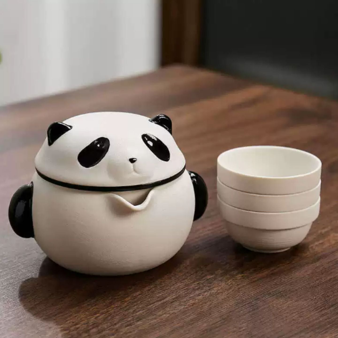 節節高升熊貓竹節文創茶具禮盒 一壺三杯竹節杯 成都伴手禮商務送禮整套泡茶套裝 Panda Bamboo "Step Up" Cultural Tea Gift Box, Business Souvenir Full Tea Set