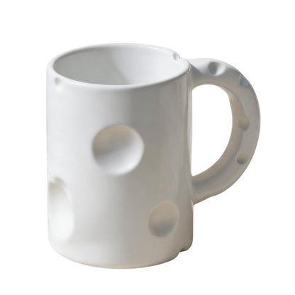白色奶酪造型陶瓷馬克杯 趣味立體水杯 家用辦公咖啡早餐杯 White Cheese-shaped Ceramic Mug, Fun 3D Water Cup for Home & Office