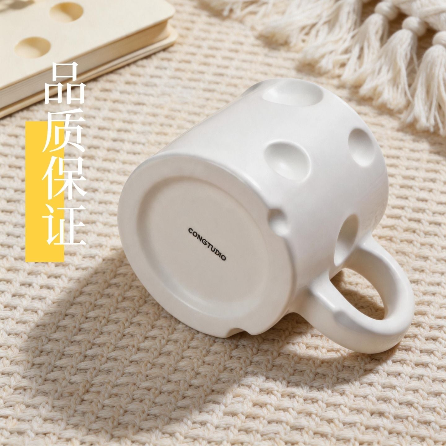 白色奶酪造型陶瓷馬克杯 趣味立體水杯 家用辦公咖啡早餐杯 White Cheese-shaped Ceramic Mug, Fun 3D Water Cup for Home & Office