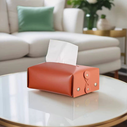 簡約雙按扣純色皮質紙巾袋 莫蘭迪色便攜抽紙盒 家用車載通用紙巾包 Minimalist Dual Snap Solid Color Leather Tissue Pouch, Multi-scene Napkin Bag