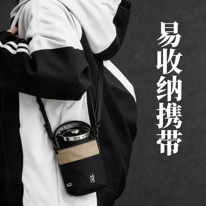 山河錘紋不鏽鋼隨行壺 極簡便攜一壺兩杯 戶外露營隨身泡茶茶具 Mountain River Hammered Stainless Steel Travel Tea Pot, Portable Outdoor Tea Set