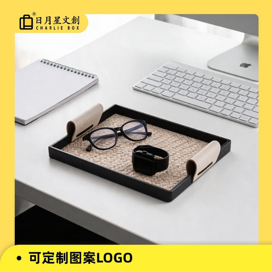 香薰香水皮革託盤化妝品高級感擺件酒店收納盤定制logo Aromatherapy perfume leather tray, cosmetics, premium decor, hotel storage tray, custom logo