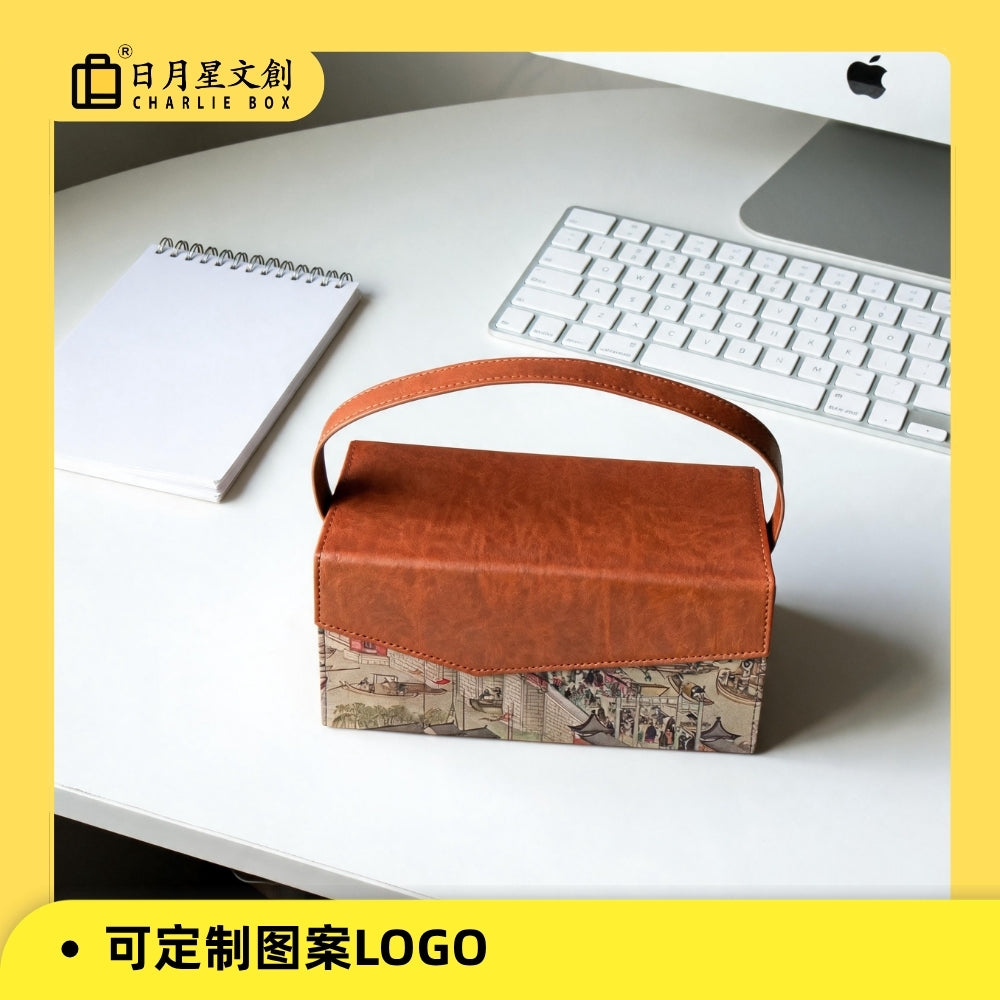 高檔皮質禮盒定做中秋包裝盒手提皮盒伴手禮盒 Custom High-Grade Leather Gift Boxes, Mid-Autumn Festival Packaging Boxes, Portable Leather Boxes, Souvenir Gift Boxes
