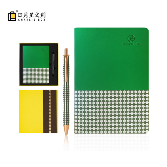 日月星原創綠色港風茶餐廳設計筆記本套裝商務禮盒 CharlieBox Original Green Harbor style Tea Restaurant Design Notebook Set Business Gift Box