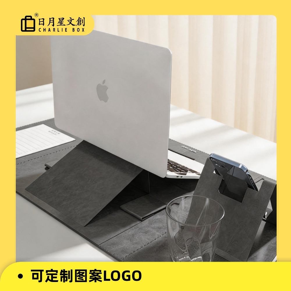 新款多功能辦公桌墊筆記本電腦支架酒店桌墊折疊辦公桌墊商務禮品 Foldable Multifunctional Desk Mat with Laptop Stand, Business Gift for Hotel & Office