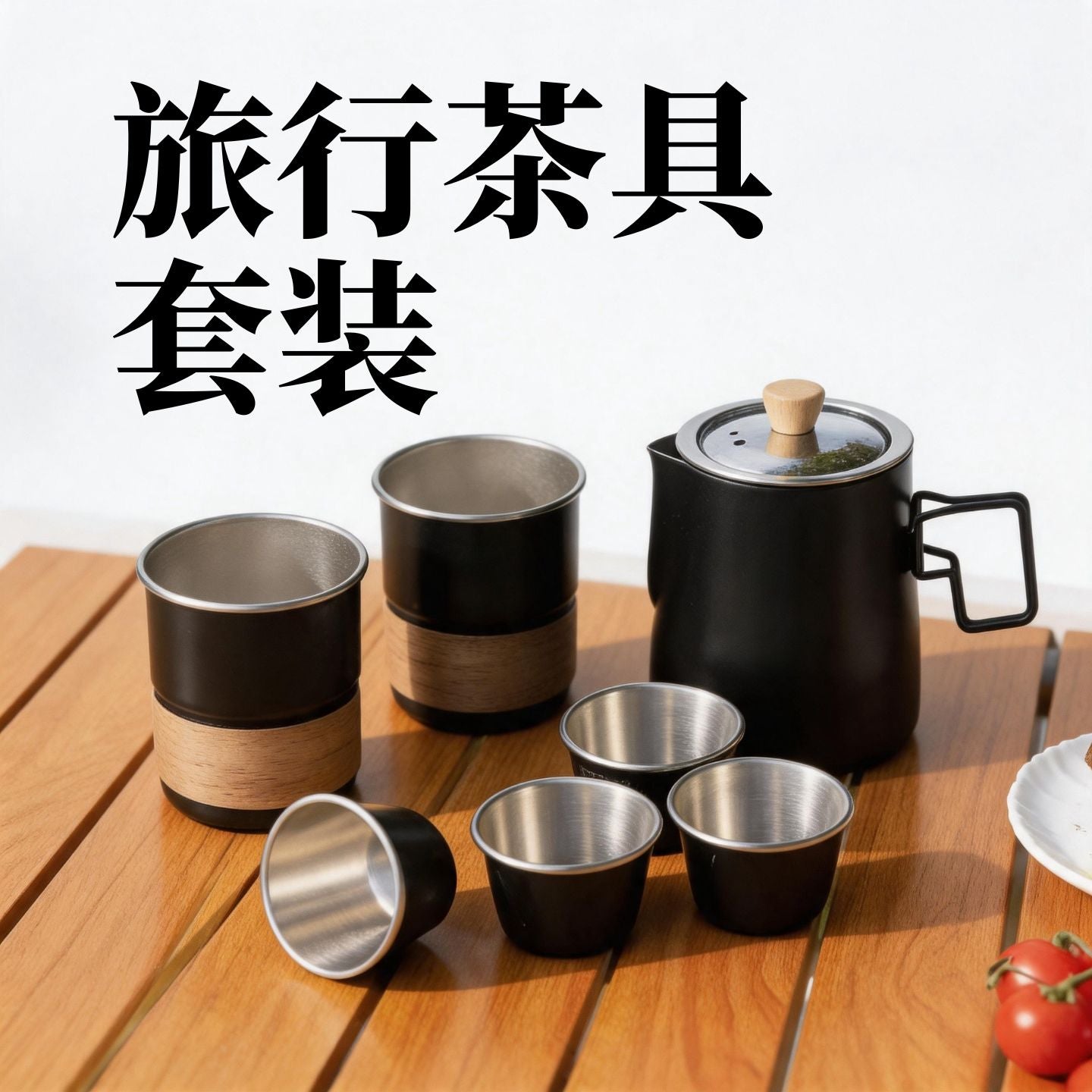 不鏽鋼茶水分離快客杯 便攜旅行泡茶壺 辦公出差隨身過濾茶具 Wood Handle Stainless Steel Tea Separation Travel Mug, Portable Office Tea Brewer