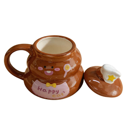 可愛便便廚師帽附蓋陶瓷杯 Cute Poop Shape Ceramic Cup with Chef Hat Lid