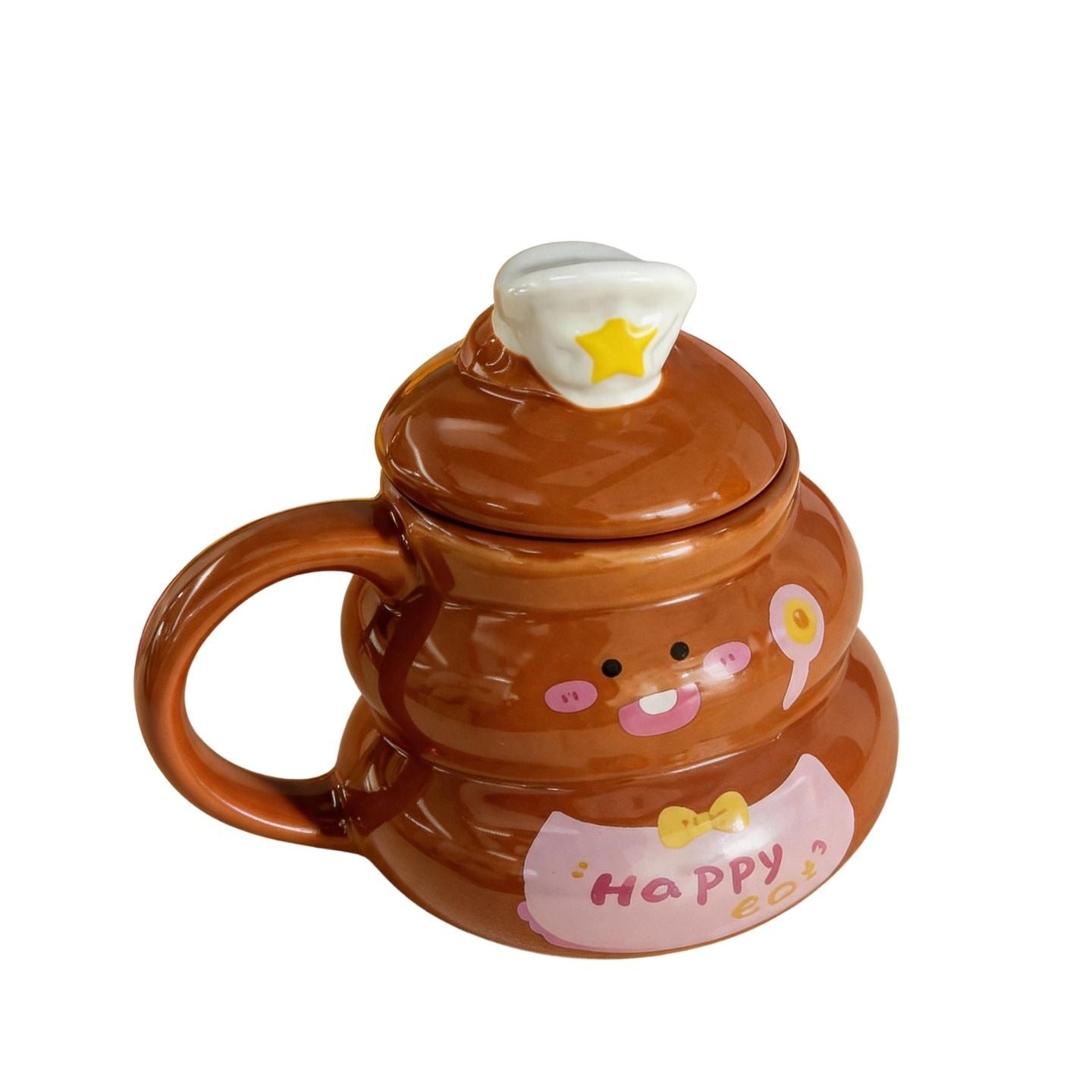 可愛便便廚師帽附蓋陶瓷杯 Cute Poop Shape Ceramic Cup with Chef Hat Lid