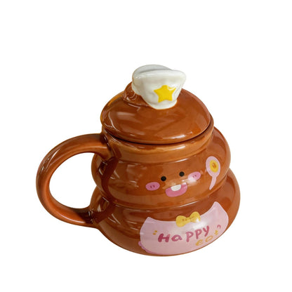 可愛便便廚師帽附蓋陶瓷杯 Cute Poop Shape Ceramic Cup with Chef Hat Lid
