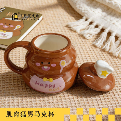 可愛便便廚師帽附蓋陶瓷杯 Cute Poop Shape Ceramic Cup with Chef Hat Lid