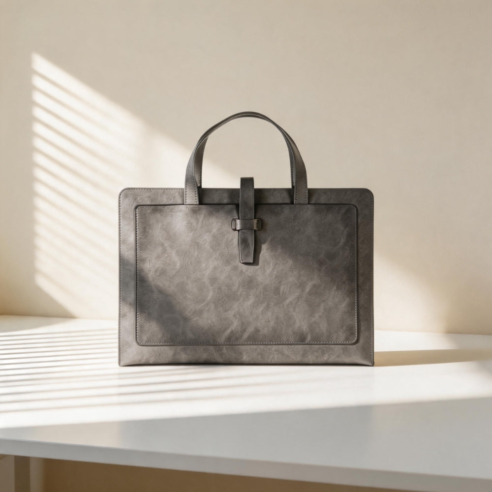 A4皮質檔袋收納包大容量雙層資料檔案袋商務公事包定制logo A4 PU Leather Document Bag, Large Capacity Double-Layer File Folder, Business Briefcase Support Custom Logo