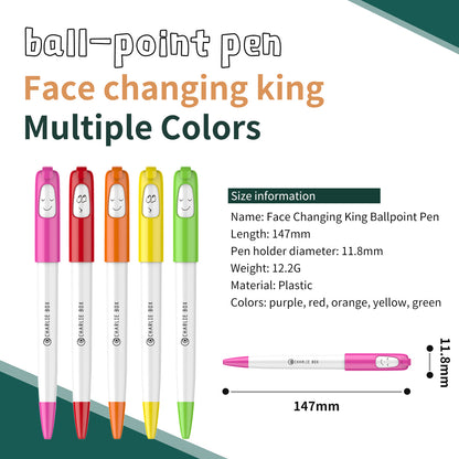 日月星原創個性創意變臉切換原子筆創意禮物文具筆5支裝 Charliebox Creative Face-Changing Ballpoint Pens, Novelty Stationery Gift, 5-Pack