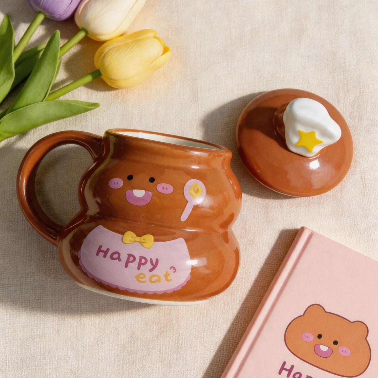 可愛便便廚師帽附蓋陶瓷杯 Cute Poop Shape Ceramic Cup with Chef Hat Lid