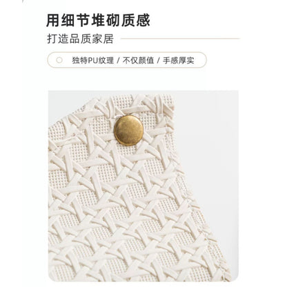 PU藤編紋理紙巾盒 奶油風仿藤抽紙盒 日式簡約桌面軟裝皮革收納紙巾袋 PU Rattan Texture Tissue Bag, Cream Style Faux Rattan Tissue Holder for Japanese Home Decor