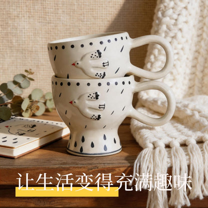 手繪圓點立體飛鳥馬克杯 Hand-painted Polka Dot 3D Bird Mug