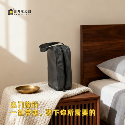 皮革洗漱包旅行便攜外出手提收納包大容量化妝包 Leather Wash Bag, Portable Travel Handheld Storage Bag, Large Capacity Cosmetic Bag