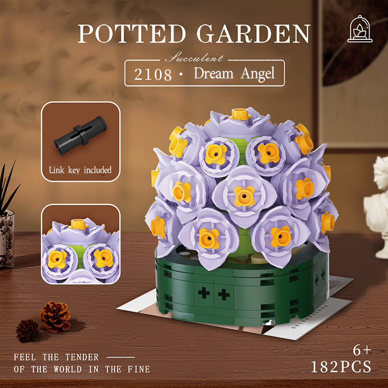 微顆粒積木拼裝玩具擺件玫瑰永生花束積木女孩生日禮物 Micro particle building block assembly toy ornament rose eternal flower bouquet building block girl birthday gift