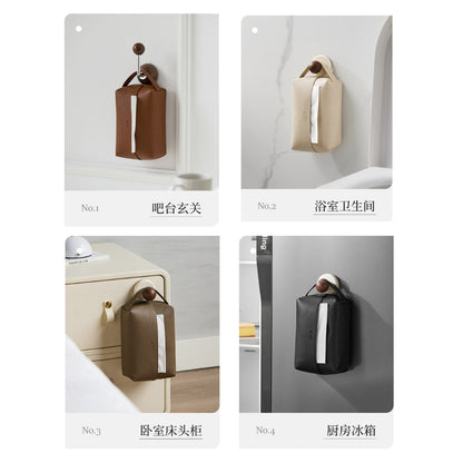 真皮紙巾盒牛皮質抽紙收納汽車載手紙包創意座椅綁帶ins風 Ins Style Cowhide Car Tissue Bag, Genuine Leather Tissue Box with Seat Binding Strap