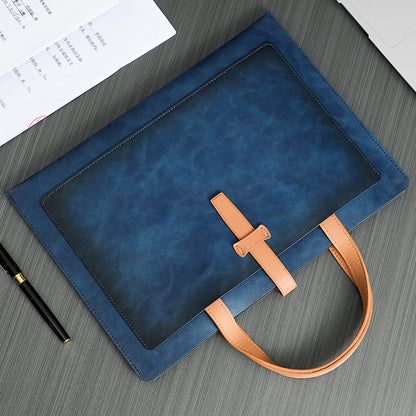A4皮質檔袋收納包大容量雙層資料檔案袋商務公事包定制logo A4 PU Leather Document Bag, Large Capacity Double-Layer File Folder, Business Briefcase Support Custom Logo