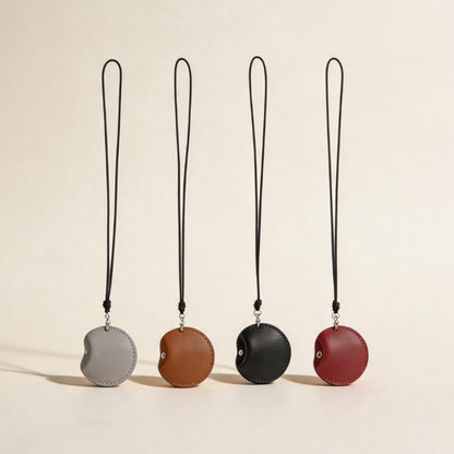 皮革脖掛式耳機收納包創意掛脖小包 Leather Neck-Hung Earphone Storage Pouch, Creative Neck Mini Bag