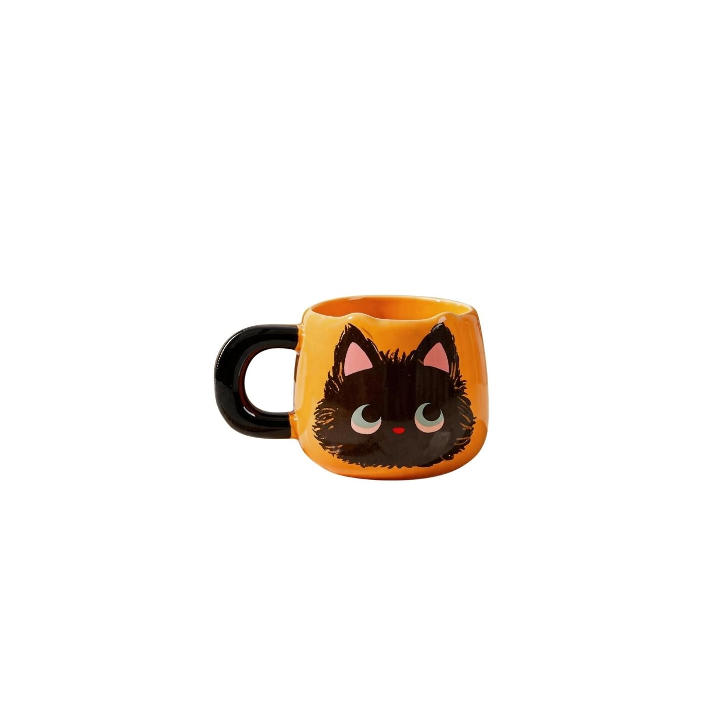 可愛橘底小黑貓陶瓷馬克杯 Cute Black Cat Ceramic Mug with Orange Base