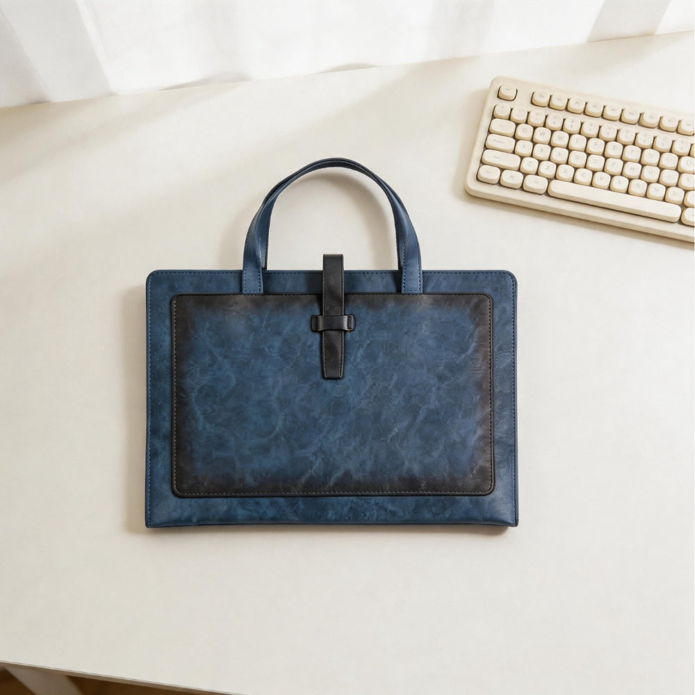 A4皮質檔袋收納包大容量雙層資料檔案袋商務公事包定制logo A4 PU Leather Document Bag, Large Capacity Double-Layer File Folder, Business Briefcase Support Custom Logo