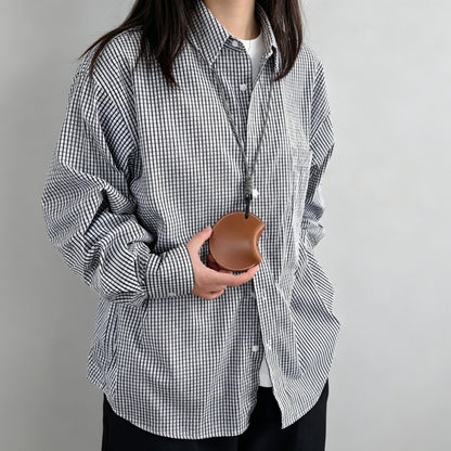 皮革脖掛式耳機收納包創意掛脖小包 Leather Neck-Hung Earphone Storage Pouch, Creative Neck Mini Bag