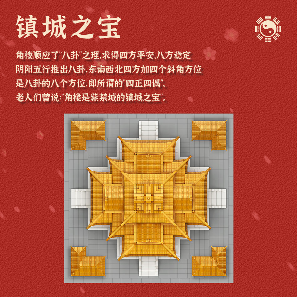 微顆粒積木小角樓古風拼裝積木桌面創意擺件玩具益智玩具生日禮物 Micro particle building blocks, small corner tower, antique style, assembled building blocks, desktop creative ornaments, toys, puzzle toys, birthday gifts